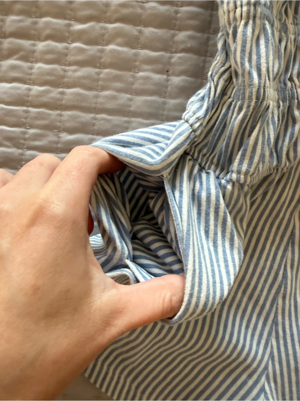Old Navy Blue and White Striped Girls Romper - with pockets; worn twice
